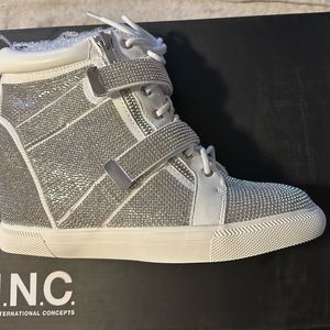 INC Debby Wedge Sneaker - size 8 - New in Box - never worn - white and silver